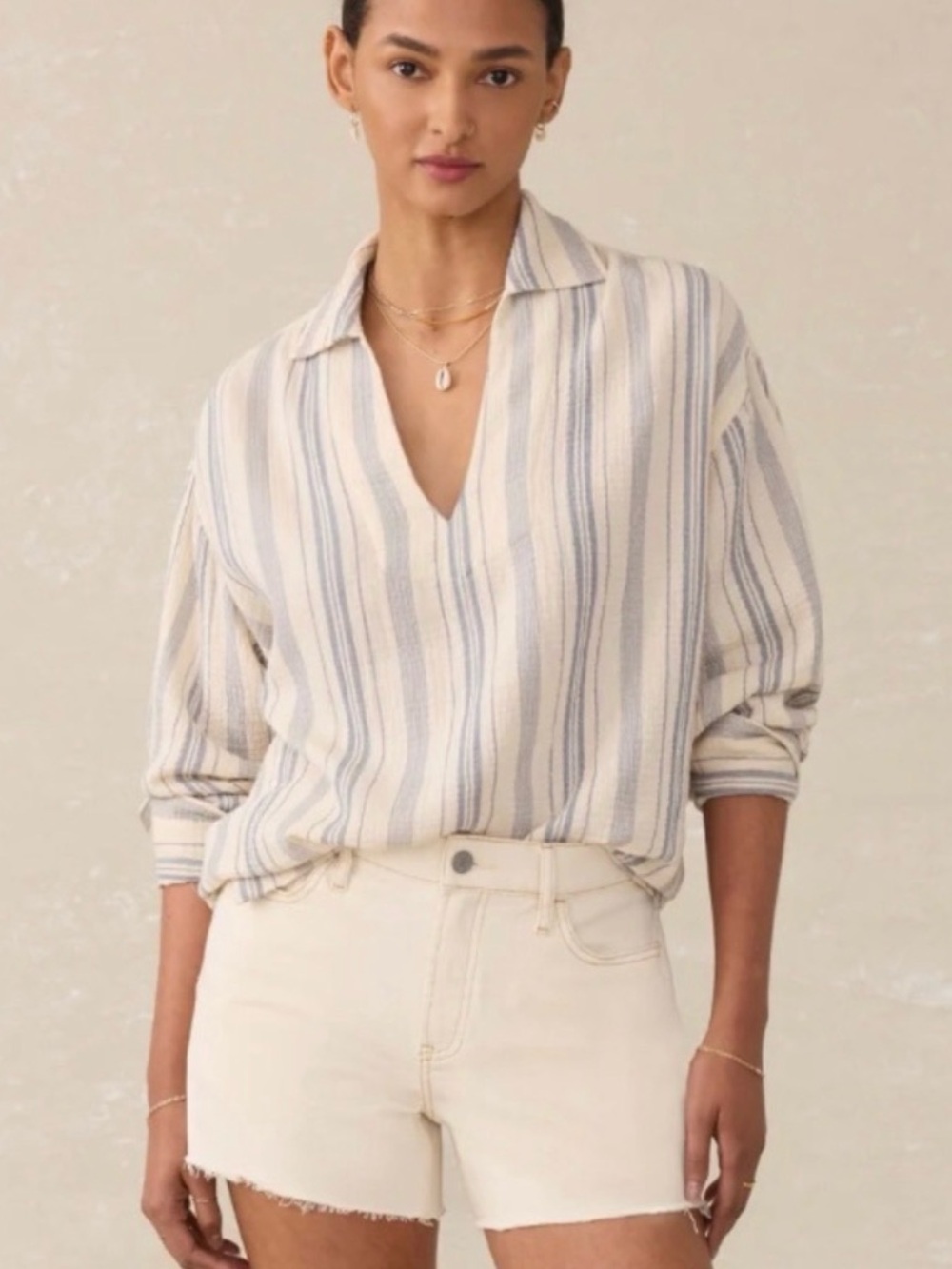 Faherty Dune 100% Organic Cotton Gauze Sail Away Top Stripes Size XS